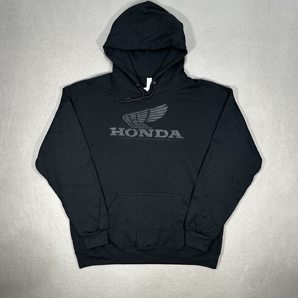Honda Vintage Wing Logo Black Pullover Hoodie Men’s Large Motorcycle Sweatshirt